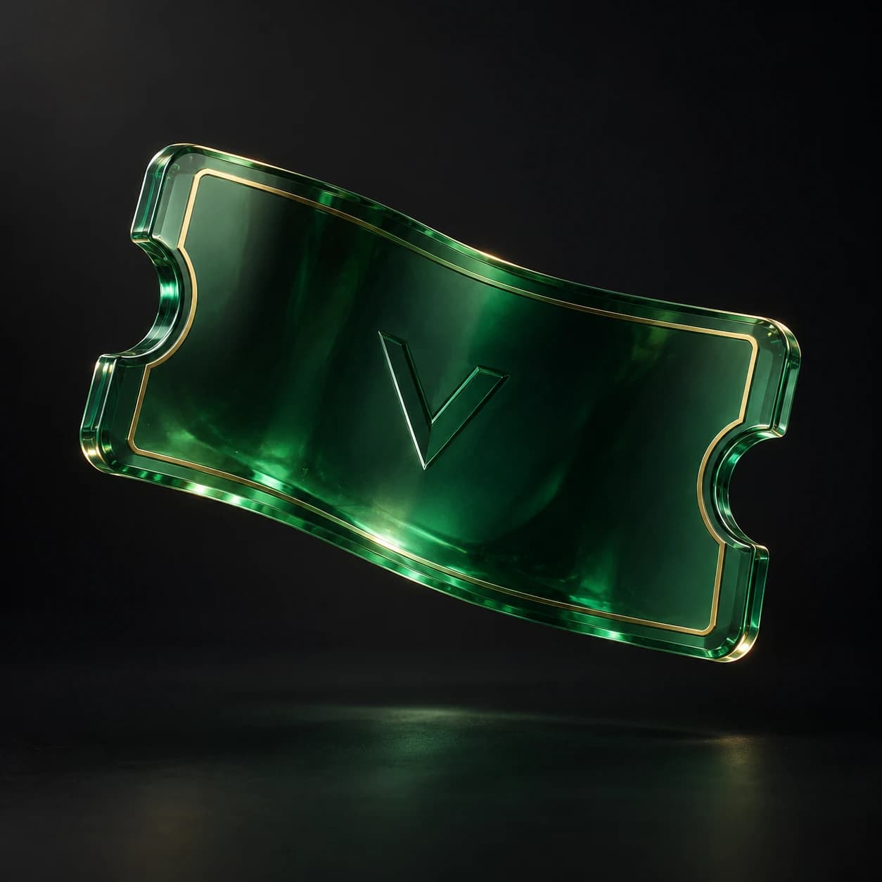 Sculptural emerald glass Vellum note